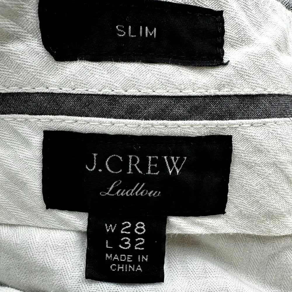 J.Crew Ludlow Slim-Fit Unstructured Suit Pant Cotton-Linen Somelos Gray 28x32